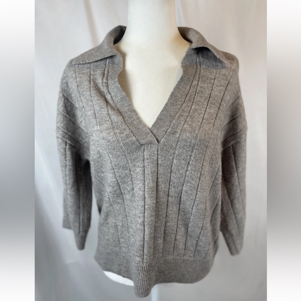 H&M Fine Knit Sweater Polo Shirt Top 3/4 Sleeve Woman’s Size‎ XS Classic RELAXED - Picture 15 of 16